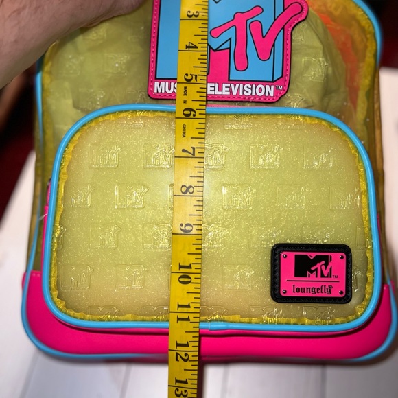 LOUNGEFLY RETRO MTV Clear Backpack NWT NEON PVC - Picture 7 of 7